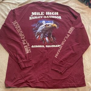 VTG AURORA, COLORADO Harley-Davidson Burgundy Long Sleeve Eagle Tee